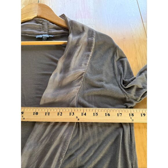 Piazza del Tempio Made in Italy Silk Blend Ruffle Hem Cardigan – Taupe, Size M - Picture 6 of 11